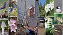 Roy Lukes in his element at the Ridges Sanctuary in Baileys Harbor, Door County (photo by Len Villano). Photographs taken by Lukes and published in his regular Peninsula Pulse nature column bring the plants and animals of Door County to life.  