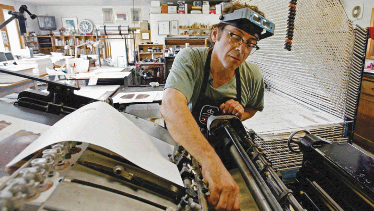 Print and book maker Gaylord Schanilec in his Stockholm, Wisconsin studio.