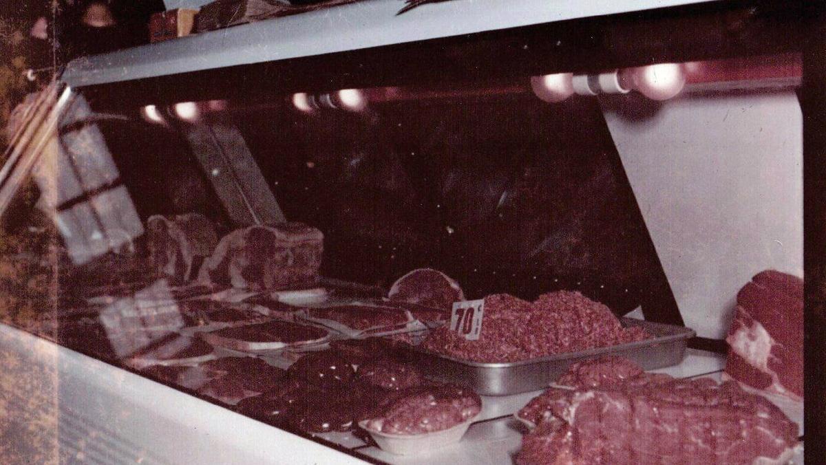 Vintage photo of meat counter