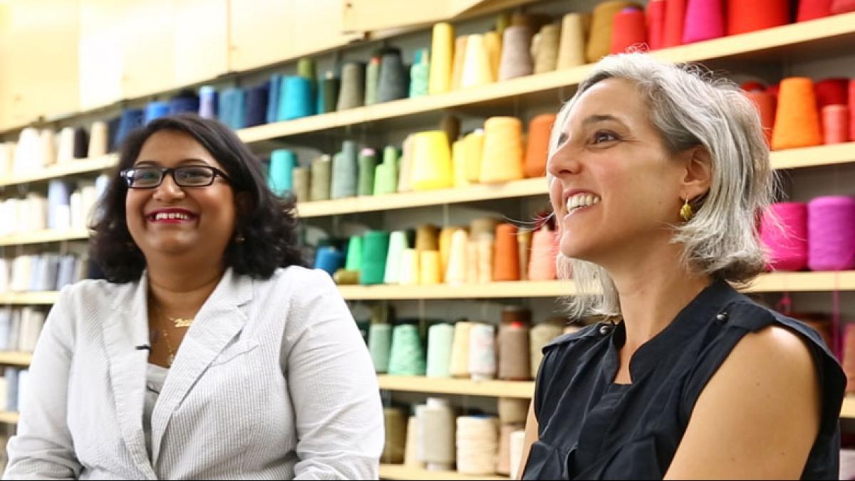 Photo of Madison Chemist Trisha Andrew and fabric artists Marianne Fairbanks