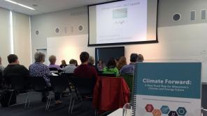 Panelists address questions at the June 28th Climate Forward 2017 Update media and community briefing event. 