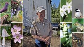 Roy Lukes in his element at the Ridges Sanctuary in Baileys Harbor, Door County (photo by Len Villano). Photographs taken by Lukes and published in his regular Peninsula Pulse nature column bring the plants and animals of Door County to life.  