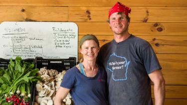 Kat Becker and Tony Schultz of Stoney Acres Farms in Athens, Wisconsin. Photo by James Gill/Wisconsin Public Television.